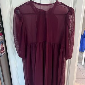 Elegant Burgundy Sheer Dress